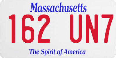 MA license plate 162UN7