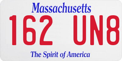 MA license plate 162UN8