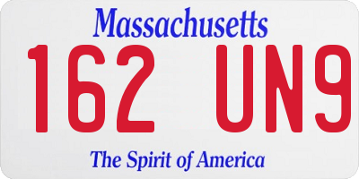 MA license plate 162UN9