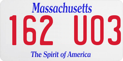 MA license plate 162UO3