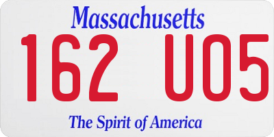 MA license plate 162UO5