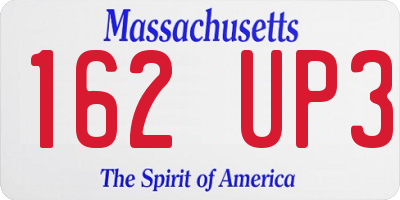 MA license plate 162UP3
