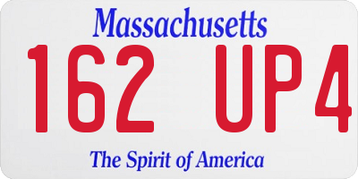 MA license plate 162UP4