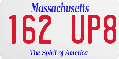 MA license plate 162UP8