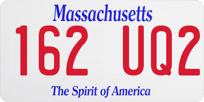 MA license plate 162UQ2