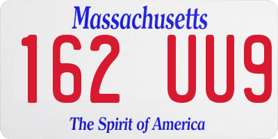 MA license plate 162UU9