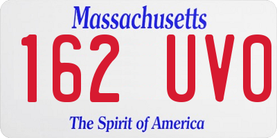 MA license plate 162UV0