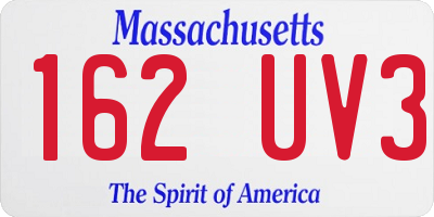 MA license plate 162UV3