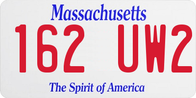 MA license plate 162UW2