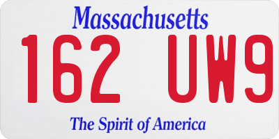MA license plate 162UW9