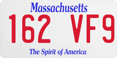 MA license plate 162VF9