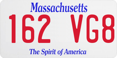 MA license plate 162VG8