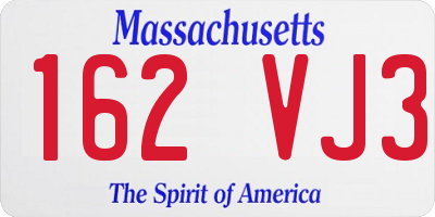 MA license plate 162VJ3