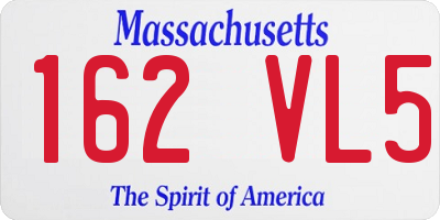 MA license plate 162VL5