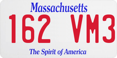 MA license plate 162VM3
