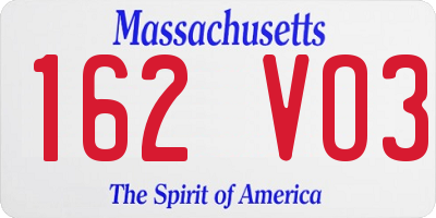 MA license plate 162VO3