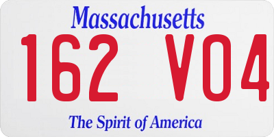 MA license plate 162VO4