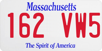 MA license plate 162VW5