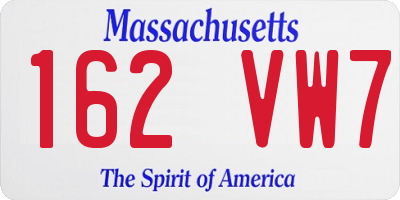 MA license plate 162VW7
