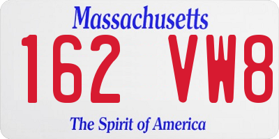 MA license plate 162VW8