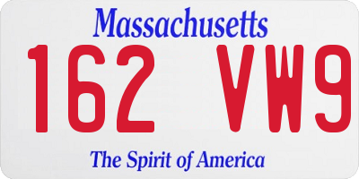 MA license plate 162VW9