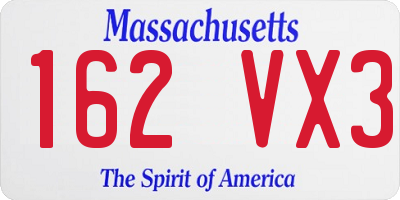 MA license plate 162VX3
