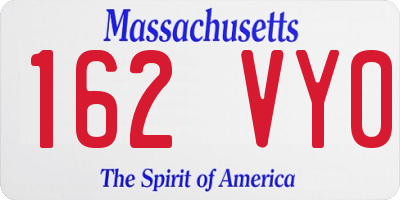 MA license plate 162VY0