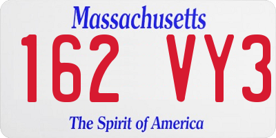 MA license plate 162VY3