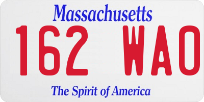 MA license plate 162WA0