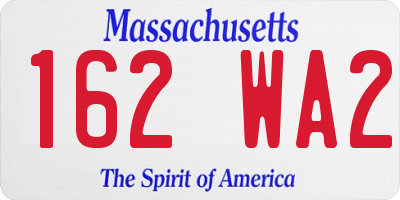 MA license plate 162WA2