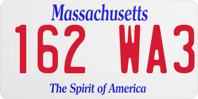 MA license plate 162WA3
