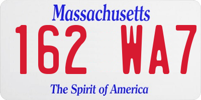 MA license plate 162WA7