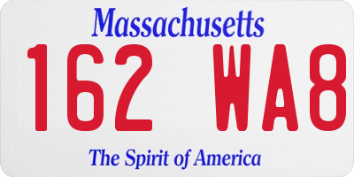 MA license plate 162WA8