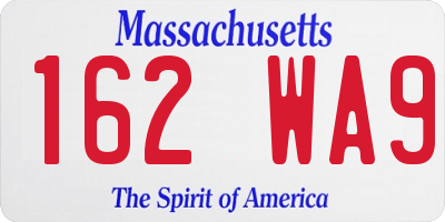 MA license plate 162WA9