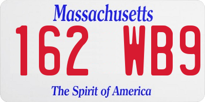 MA license plate 162WB9
