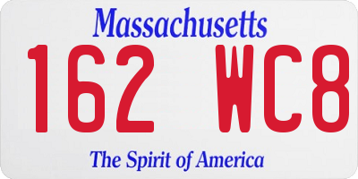 MA license plate 162WC8