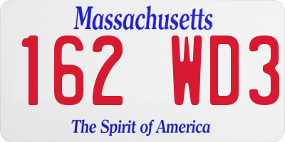 MA license plate 162WD3
