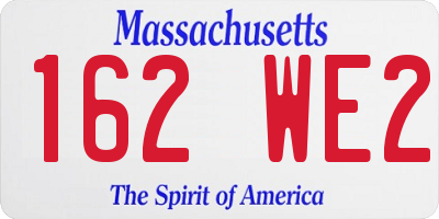 MA license plate 162WE2