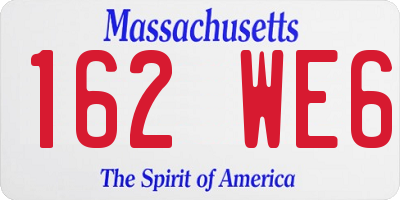 MA license plate 162WE6