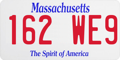 MA license plate 162WE9