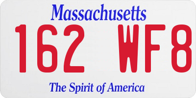 MA license plate 162WF8