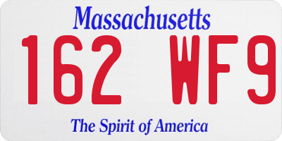 MA license plate 162WF9