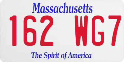 MA license plate 162WG7