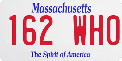MA license plate 162WH0