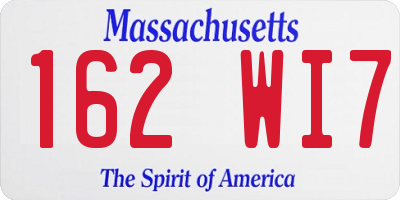 MA license plate 162WI7