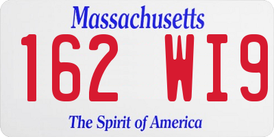 MA license plate 162WI9