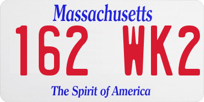 MA license plate 162WK2