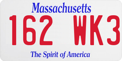 MA license plate 162WK3