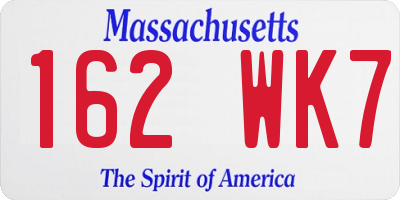 MA license plate 162WK7