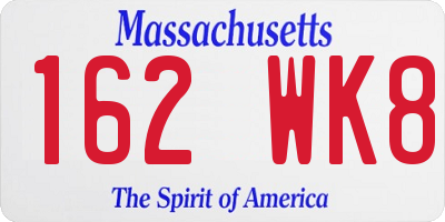 MA license plate 162WK8